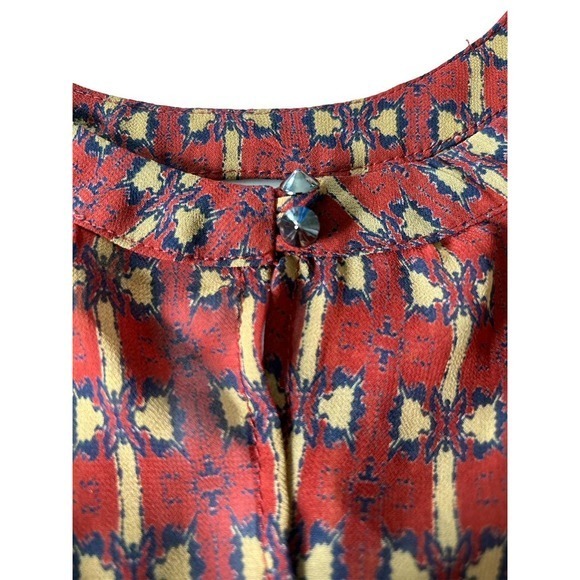 ASTR The Label Size Medium Artsy Boho Print Blouse Red Black Yellow - Picture 4 of 8
